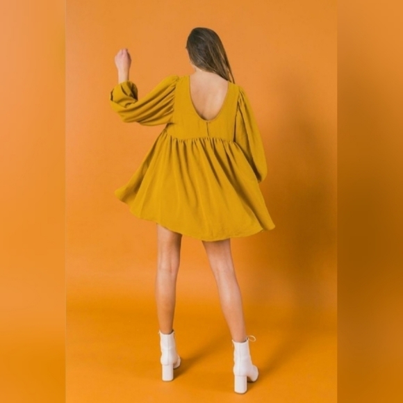 Vici Mustard a. Calin Solid Woven Mini Dress - Picture 6 of 10